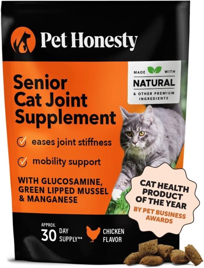Pet Honesty Cat Hip & Joint Health Crunchy & Creamy Chews - Glucosamine for Cats, Cat Joint Support Supplement, Cat Health Supplies & Hip Support for Indoor Cats & Outdoor Cats - Chicken 30-Day Supply