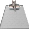 Cat Mat for Litter Box, Large 34" X 22" Cat Litter Mat, Waterproof Silicone Pad for Floor, Gray
