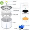 Wonder Creature Cat Water Fountain with Stainless Steel Lid, 2.4L/81oz Automatic Cat Fountain with LED Light and Water Level Window for Cats and Dogs - Image 5