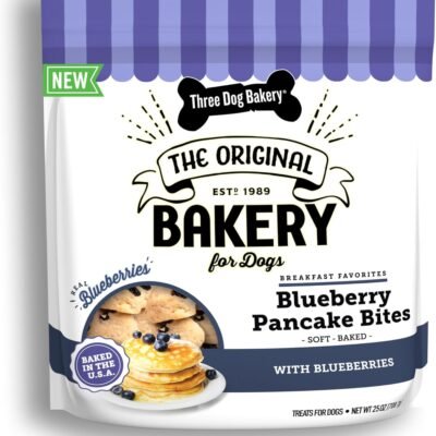 Three Dog Bakery Blueberry Pancake Bites - Dog Treats with Real Blueberries & Vanilla, Dog Training Treats, Puppy Treats, Dog Treat Cookies