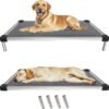 FXW TitanNest Padded Dog Bed for Crate, Chew-Proof Elevated Cot for Indoor/Outdoor/Camping Use, Durable & Washable Pet Bed for Extra Large Dogs, 56-Inch, Grey