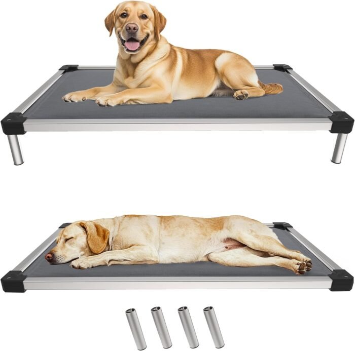 FXW TitanNest Padded Dog Bed for Crate, Chew-Proof Elevated Cot for Indoor/Outdoor/Camping Use, Durable & Washable Pet Bed for Extra Large Dogs, 56-Inch, Grey