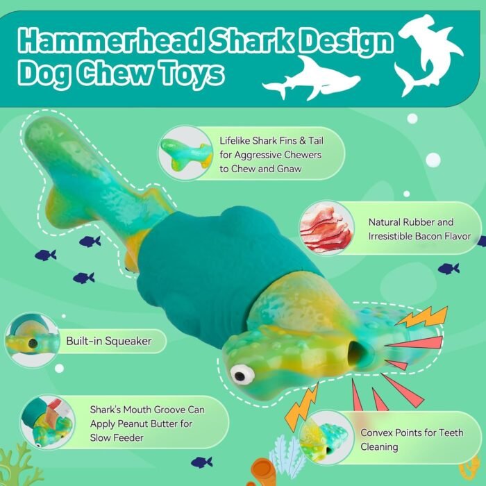 Dog Toys for Aggressive Chewers, Interactive Dog Chew Toys for Large Dogs, Indestructible Squeaky Dog Toys to Keep Them Busy, Tough Dog Toys for Medium/Large Breed Dogs (Green)