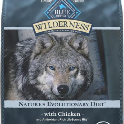 Blue Buffalo Wilderness Natural High-Protein Dry Food for Adult Dogs, Chicken Recipe, 24-lb. Bag