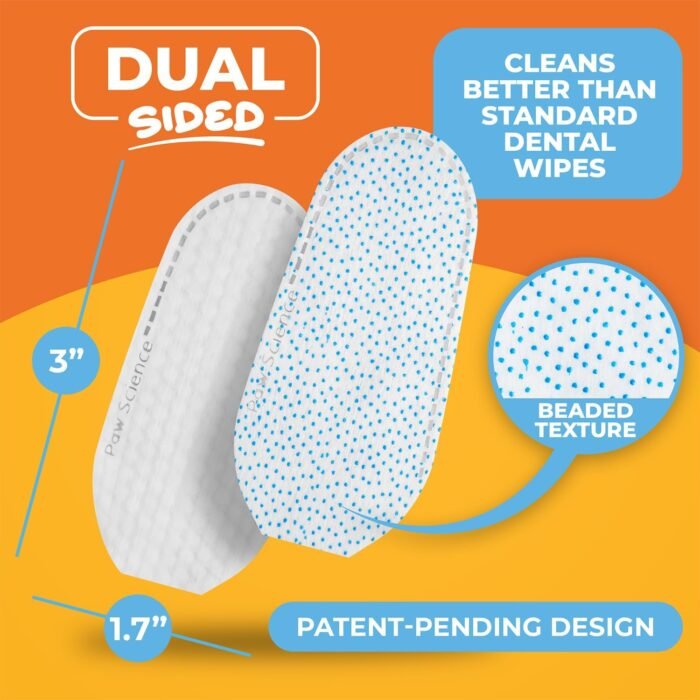 Dog Teeth Cleaning Wipes - Dental Finger Wipes for Cats & Dogs - Pet Toothbrush & Tooth Brushing Kit - Effective Teeth Cleaner