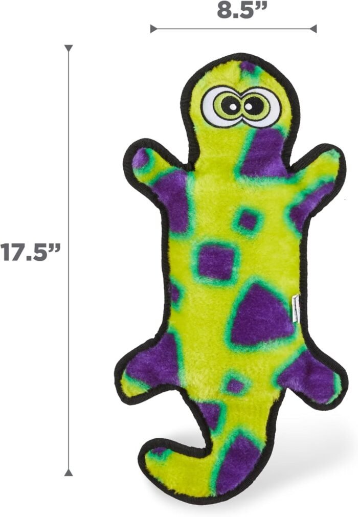 Outward Hound Durablez Tough Plush Squeaky Dog Toy, Gecko, Green, Large