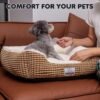 Small Dog Bed for Small Dogs, Cat Beds for Indoor Cats Washable, Rectangle Dog Bed, Warming Soft Calming Sleeping Puppy Bed Durable Pet Bed with Anti-Slip Bottom (20 inch, Coffee) - Image 6