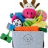 20Pcs Puppy Chew Toys for Teething, Dog Chew Toys with Rope Toys, Pet Dog Toothbrush, Treat Balls, Plush Toys and Squeaky Toys for Small Medium Dogs with Basket