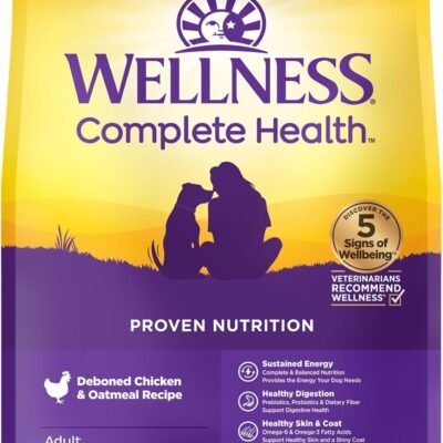 Wellness Complete Health Dry Dog Food with Grains, Natural Ingredients, Made in USA with Real Meat, All Breeds, For Adult Dogs (Chicken & Oatmeal, 15-Pound Bag)