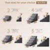 EHEYCIGA Curved Dog Stairs Ramp for High Beds 19.7" H, 4-Step Dog Steps for Small Dogs and Cats, Pet Stairs for High Bed Climbing, Non-Slip Balanced Pet Step Indoor, Grey