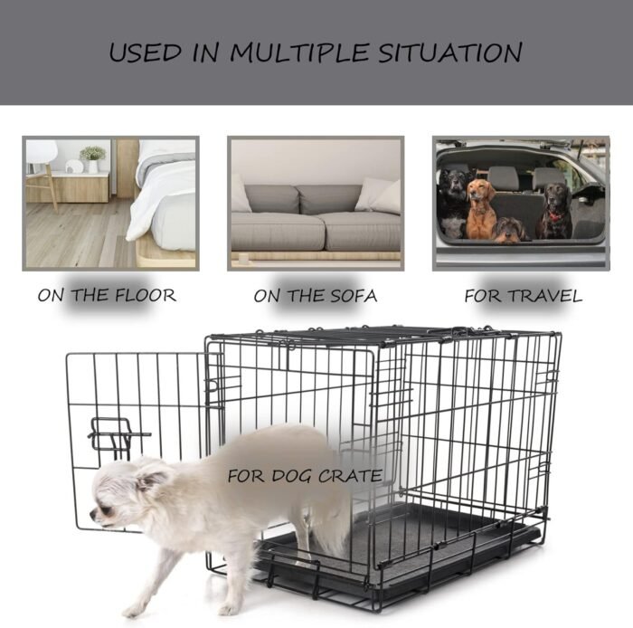 Washable Dog Bed Mat Reversible Dog Crate Pad Soft Fluffy Pet Kennel Beds Dog Sleeping Mattress for Large Jumbo Medium Small Dogs, 35 x 22 Inch, Gray