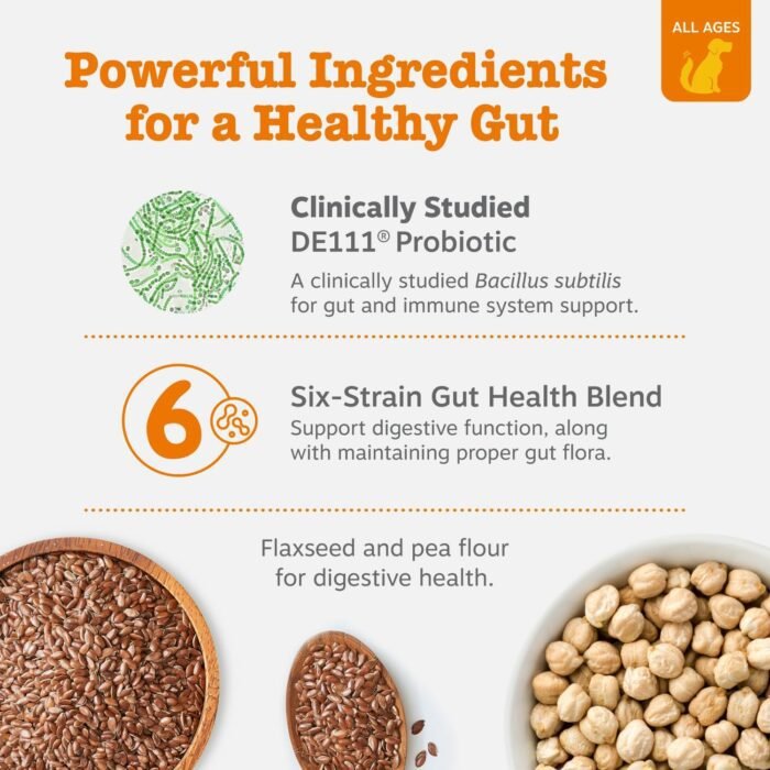 Zesty Paws Probiotics for Dogs - Digestive Enzymes for Gut Flora, Digestive Health, Diarrhea & Bowel Support - Clinically Studied DE111 - Dog Supplement Soft Chew for Pet Immune System - Chicken
