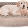 JOEJOY Rectangle Dog Bed for Large Medium Small Dogs Machine Washable Sleeping Sofa Non-Slip Bottom Breathable Soft Puppy Bed Durable Orthopedic Calming Pet Cuddler, Multiple Size, Beige