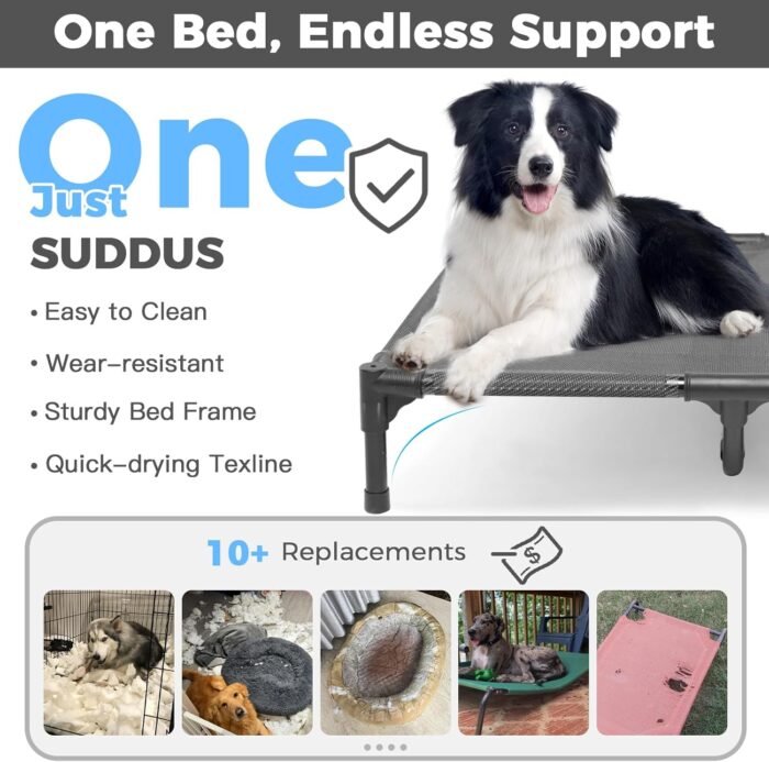 SUDDUS Elevated Dog Bed Waterproof Outdoor, Portable Raised Dog Bed, Dog Bed Off the Floor, Dog Bed Easy Clean Indoor or Outdoor Use, X-Large, Grey