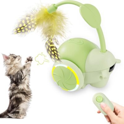 Cat Toys for Bored Indoor Adult Cats,Remote Control Cat Toy with 4 Directions,LED Lights Interactive Remote Control Dog Toy (Green)