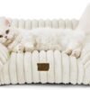 Bedsure Cute Couch for Pets - Fluffy Cat Sofa with Premium Soft Corduroy Fleece, Fuzzy Couch Bed with Removable Washable Cover, Supportive Cat Chair for Indoor Cats, 24inch, Cream - Image 8