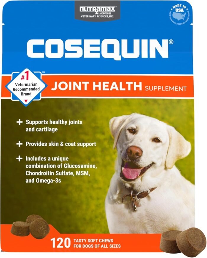 Cosequin Joint Health Supplement for Dogs - With Glucosamine, Chondroitin, MSM, and Omega-3's, 120 Soft Chews