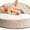 Furhaven 26" Round Orthopedic Dog Bed for Medium/Small Dogs w/ Removable Washable Cover, For Dogs Up to 30 lbs - Sherpa & Suede Snuggery - Blue, 26-inch
