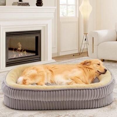 Orthopedic Dog Bed for Medium, Large Dogs Breeds, High Density Egg Crate Foam Dog Sofa Beds with Four Sided Bolster,Oval Kennel Bed, Pet Couch Bed,Removable Washable Cover& Non-Slip Bottom
