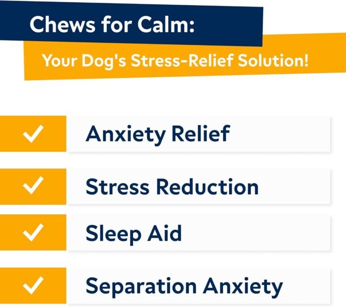 Hemp Calming Chews for Dogs - Dog Calming Treats - Anxiety Relief Treats - Dog Calming Chews - Stress - Sleep Calming Aid - Health & Wellness Supplements for Dog Separation Barking - 60 Treats