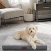 OhGeni 30 Inch Orthopedic Waterproof & Machine Washable Dog Bed for Small Medium Pets, 20D Egg Crate Foam Stable Support, Non-Slip Bottom and Removable Cover, Tear-Resistant Invisible Zipper(Gray)