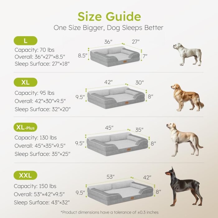 Extra Large Dog Bed - Orthopedic with Cooling Gel Memory Foam, Waterproof XL with Removable Washable Cover, 42" Dog Sofa Couch Dutch Velvet with Bone Toy, Light Gray