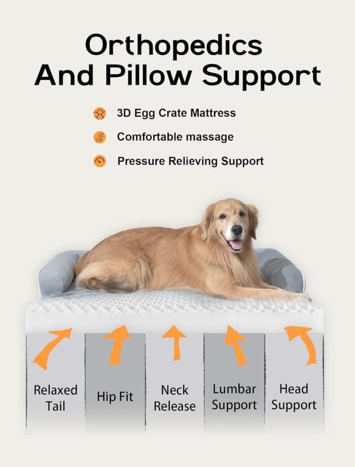 Large Dog Bed Orthopedic Washable: Beds Bolster - XL XLarge Extra Big Dogs - Memory Foam - Couch Sofa - Waterproof with Removable Cover