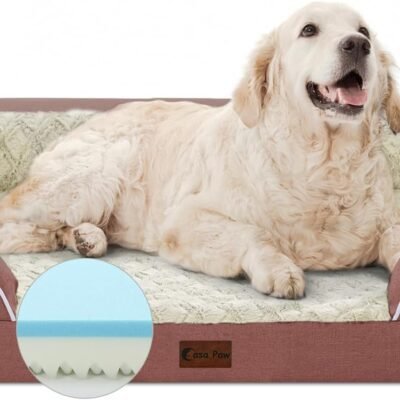 Orthopedic XL Dog Bed for Extra Large Dogs, Waterproof Memory Foam Dog Beds with Sides, Non-Slip Bottom and Egg-Crate Foam Big Dog Couch Bed with Removable Washable Cover(X-Large,Pink)
