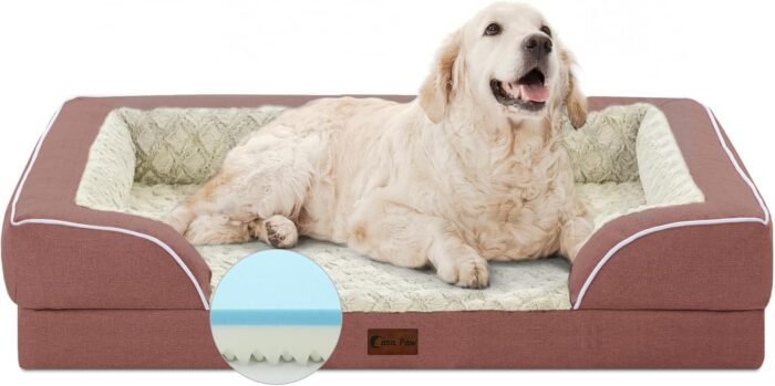 Orthopedic XL Dog Bed for Extra Large Dogs, Waterproof Memory Foam Dog Beds with Sides, Non-Slip Bottom and Egg-Crate Foam Big Dog Couch Bed with Removable Washable Cover(X-Large,Pink)