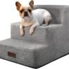 Dog Steps for Small Dog, 3-Step Dog Stairs for High Beds and Couch, Non-Slip Pet Stairs for Small Dogs and Cats,Dog Bed Stairs, Grey, 3/4/5 Steps