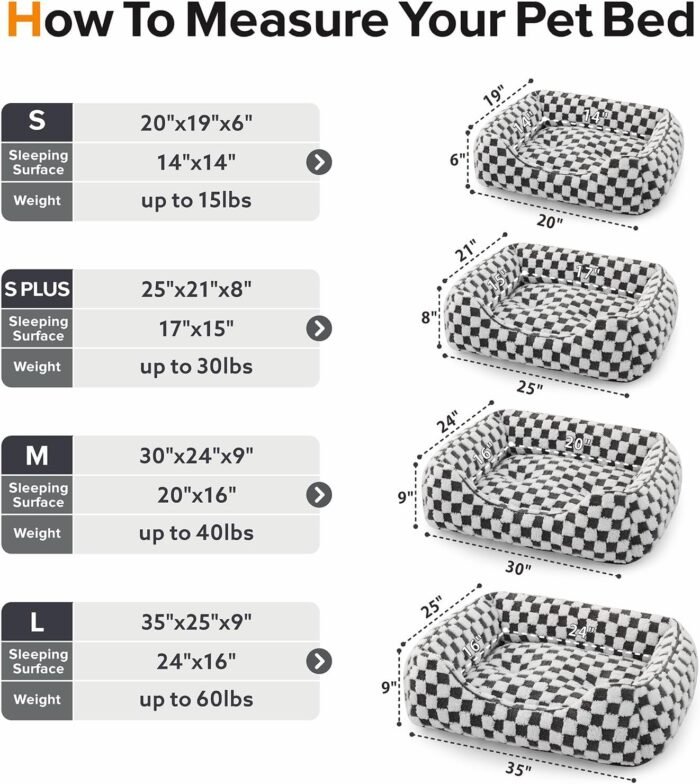 JOEJOY Dog Beds for Small Dogs -Cute Cat Beds for Indoor Cats Calming Pet Beds, Rectangle Orthopedic Cuddle Puppy Bed with Jacquard Shaggy Plush & Anti Slip Bottom, 20x19x6inches, Grey