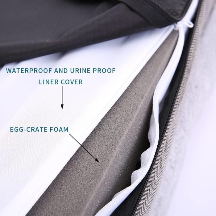 Orthopedic Dog Bed for Large Dogs, Bolster Sides Dog Sofa Bed with Removable Washable Cover & Non-Skid Bottom, Soft Pet Bed with Egg Foam Dog Couch for Sleeping, 36 x 23 Inch, Gray