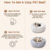 Dog & Cat Bed 2 Pack, 20'' Cat Beds for Indoor Cats, Calming Donut Bed for Puppy and Kitten, Washable Round Fluffy Pet Bed for Small Medium Dogs and Cats (Grey&White) - Image 6