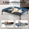 Veehoo Elevated Raised Dog Bed-Cooling Outdoor Dog Cots for Large Sized Dogs Three-Sided Fence Raised Pet Cot with Durable & Breathable Mesh & No-Slip Feet Pet Hammock Bed-35"x 22" Black - Image 2