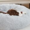 ELSKER&HOME Calming Dog Bed,Donut Washable Warming Soft Round 39 inches Dog Beds for Large Dogs,Anti-Anxiety Fluffy Plush Cushion Bed Fits up to 120 lbs Pets