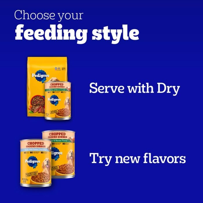 Pedigree Chopped Ground Dinner Wet Dog Food Chicken & Beef Variety Pack, 13.2 oz. Cans (24 Count, Pack of 1)