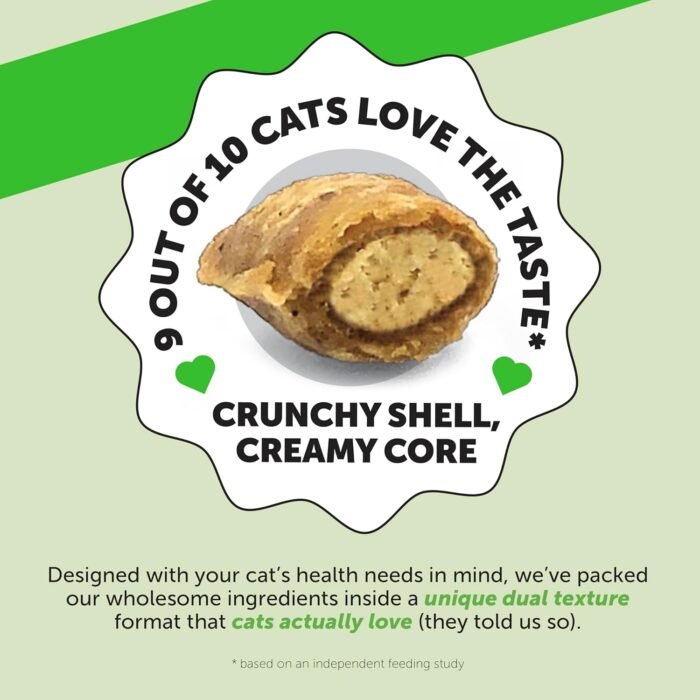 Pet Honesty Cat Hairball Support Crunchy & Creamy Chews, Hairball Remedy Treats, Cat Furball Treatment, Supports Skin & Coat, Digestion, Vitamins & Hairball Medicine, Chicken (90-Day Supply)
