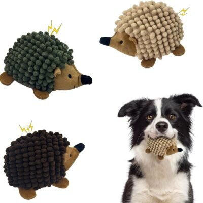 Plush Hedgehog Dog Toys 3 PCS - Squeaky No-Stuffing Hedgehog for Small and Medium Dogs - Keep Your Puppy Busy with Multi-Colored Interactive Toys for Aggressive Chewers