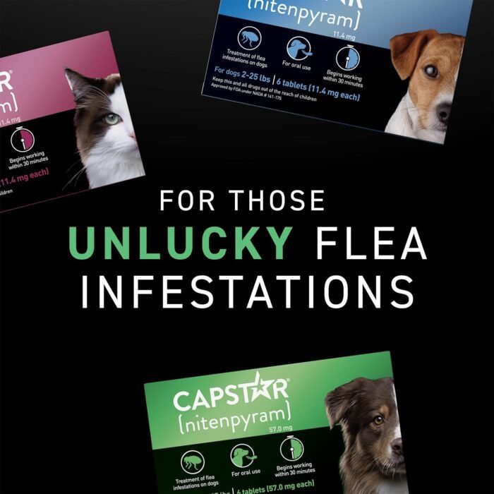 CAPSTAR Oral Flea Treatment for Dogs, Fast Acting Tablets Start Killing Fleas in 30 Minutes, Medium & Large Dogs (Over 25 lbs), 6 Doses