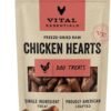 Vital Essentials Freeze Dried Raw Single Ingredient Dog Treats, Chicken Hearts, 1.9 oz | Premium Quality High Protein Training Treats | Grain Free, Gluten Free, Filler Free
