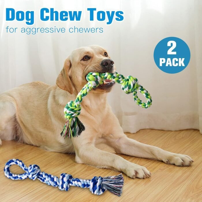 UPSKY Dog Rope Toys 2 Nearly Indestructible Dog Toys, Dog Toy for Medium to Large Breed, Dental Cleaning Chew Toys, Dog Tug Toy for Boredom, Dog Teething Toys, Dog Rope Toy for Aggressive Chewers