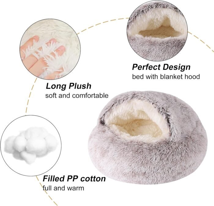 Dog Beds for Small Dogs, Cat Bed Cave, Washable Cute Cat Bed, Cozy Nook Pet Bed for Dogs or Cats, Anti-Slip Puppy Bed Fits up to 12 lbs Pets(Coffee, 20" x 20")