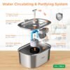 Cat Water Fountain Stainless Steel: 3.2L/108oz Pet Foundatin Water Bowl for Cats Inside Automatic Dog Drinking Dispenser Dish Animal Feeding & Watering Supplies Waterfall with 1 Replacement Filter - Image 2