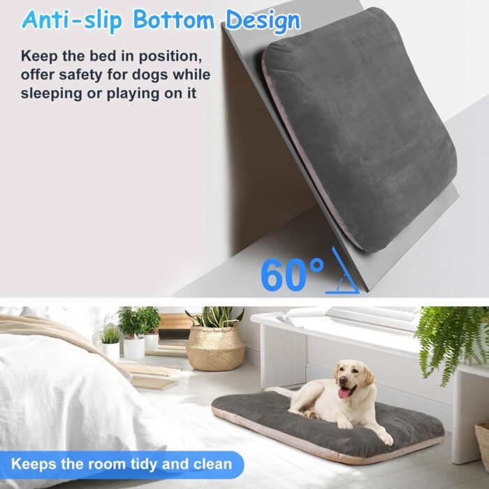Magic Dog Super Soft Extra Large Dog Bed, 47 Inches Orthopedic Foam Dog Beds for XL Dogs, Jumbo Pet Bed with Anti Slip Bottom, Dog Sleeping Mattress with Removable and Washable Cover, Grey