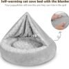JOEJOY Small Dog Bed Cat Bed with Hooded Blanket, Cozy Cuddler Luxury Puppy Pet Bed, Donut Round Calming Anti-Anxiety Dog Burrow Cave Bed - Anti-Slip Bottom and Machine Washable 23 inch - Image 4