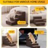 Dog Stairs for High Bed, Extra Wide Dog Steps for Bed Couch Sofa, 35D Foam Pet Steps for Small Dogs and Cats, Pet Stairs 2 in 1 with Non-Slip Bottom Brown, 5 Steps - Image 2