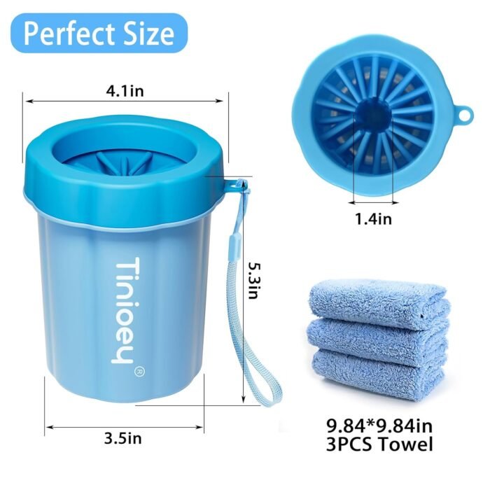 Dog Paw Cleaner for Dogs (with 3 Absorbent Towels), Dog Paw Washer, Muddy Paw Cleaner, Pet Foot Cleaner