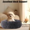Calming Dog Bed, Dog Beds for Small Melium Dogs, Fluffy Donut Dog & Cat Bed Washable, Round Anti Anxiety Dog Bed, Small Dog Bed with Non-Slip Bottom (Dark Grey, 17" x 17") - Image 2