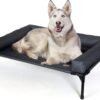 K&H Pet Products Bolster Dog Cot, Cooling Indoor Outdoor Elevated Cot Hammock Dog Bed with Removable Washable Bolsters, Washable Mesh Cover, Raised Metal Frame - Large 42 X 30in Charcoal