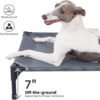 pettycare Elevated Outdoor Dog Bed - Raised Cot for Large Dogs, Heavy Duty Pet Cots Waterproof, Cooling, Washable Breathable Teslin Mesh, Durable, Non Slip, 42 Inches, Grey - Image 5